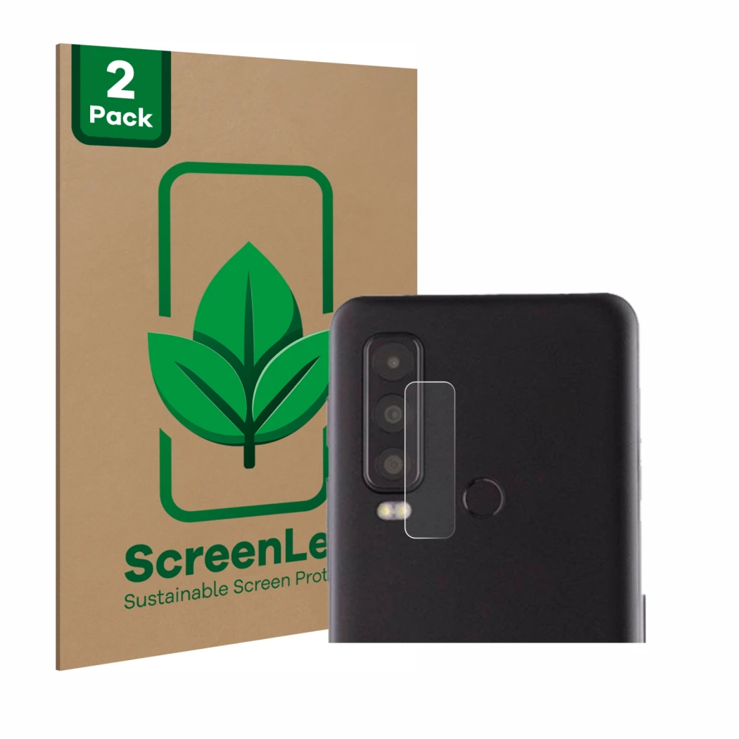 Face avant d’un emballage produit avec le logo de la marque ScreenLeaf. À côté, l’appareil Caterpillar Cat S75 (Caméra UNIQUEM