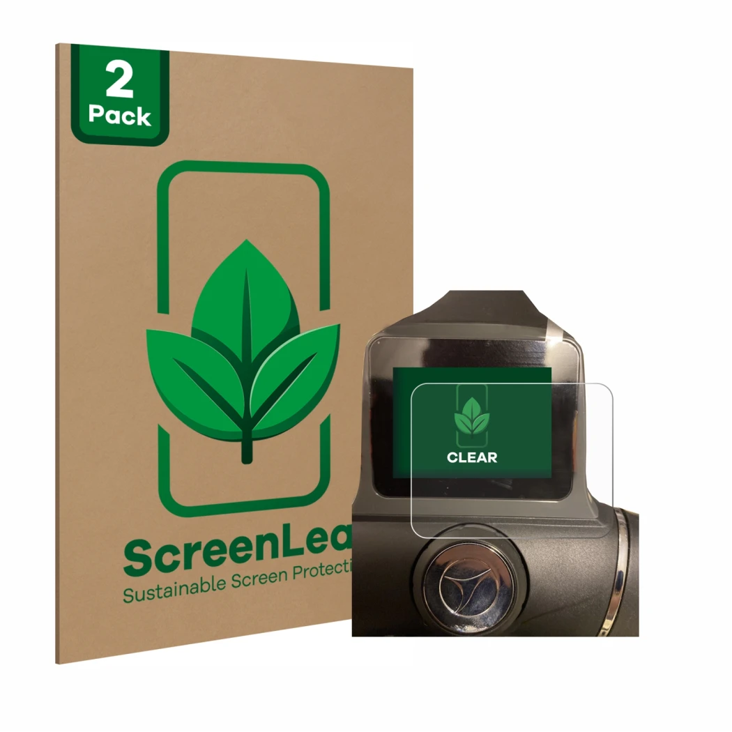 Face avant d’un emballage produit avec le logo de la marque ScreenLeaf. À côté, l’appareil Motocaddy M1 DHC Electric Trolley e