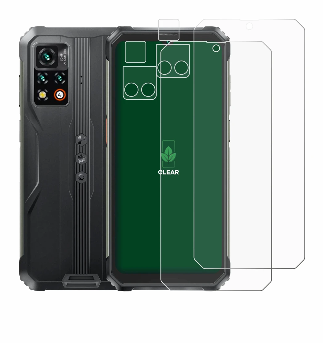 Image de l'appareil Blackview BV9200 (Avant+Caméra) avec une grande variété de protections d'écran.
