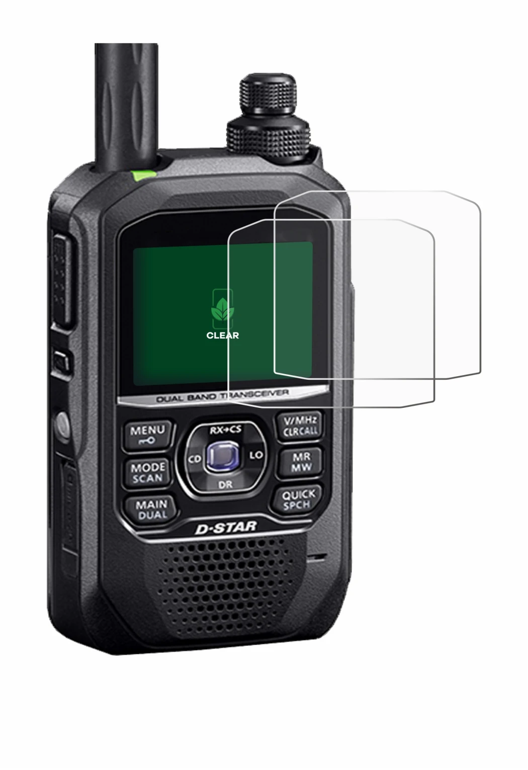 Image de l'appareil Icom ID-50E avec une grande variété de protections d'écran.