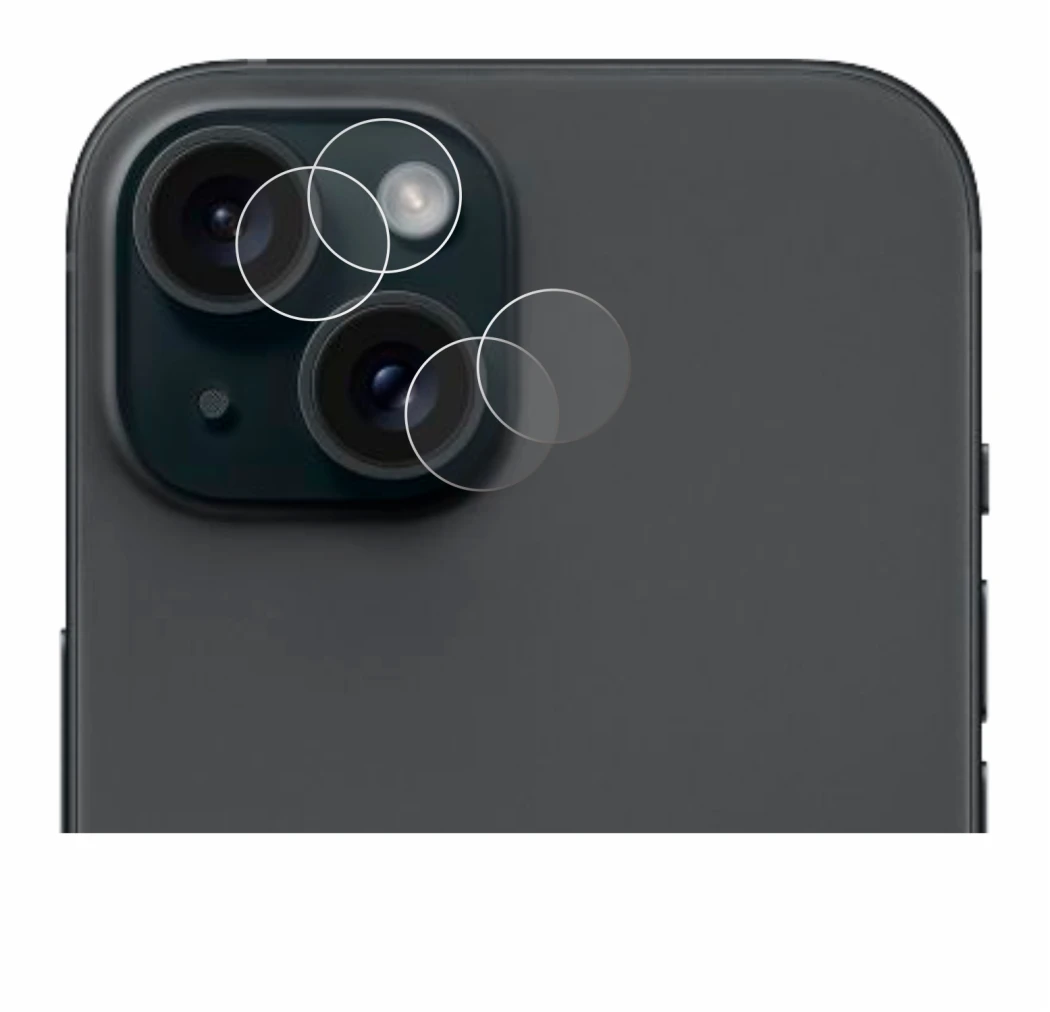Image de l'appareil Apple iPhone 15 (Caméra UNIQUEMENT) avec une grande variété de protections d'écran.