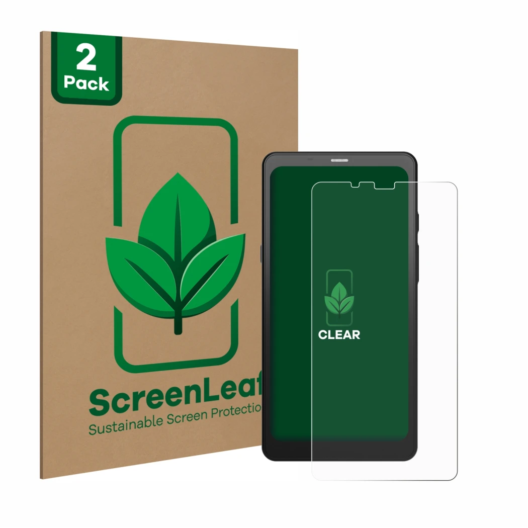 Face avant d’un emballage produit avec le logo de la marque ScreenLeaf. À côté, l’appareil Boox Palma est représenté avec la p