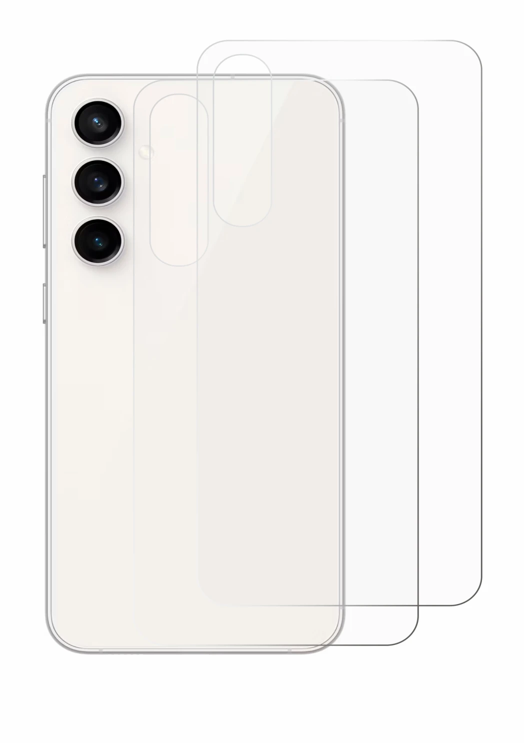 Image de l'appareil Samsung Galaxy S23 FE (Arrière) avec une grande variété de protections d'écran.