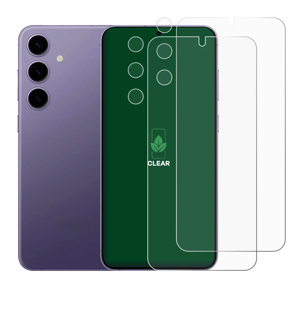 Image de l'appareil Samsung Galaxy S24 Plus (Avant+Caméra) avec une grande variété de protections d'écran.
