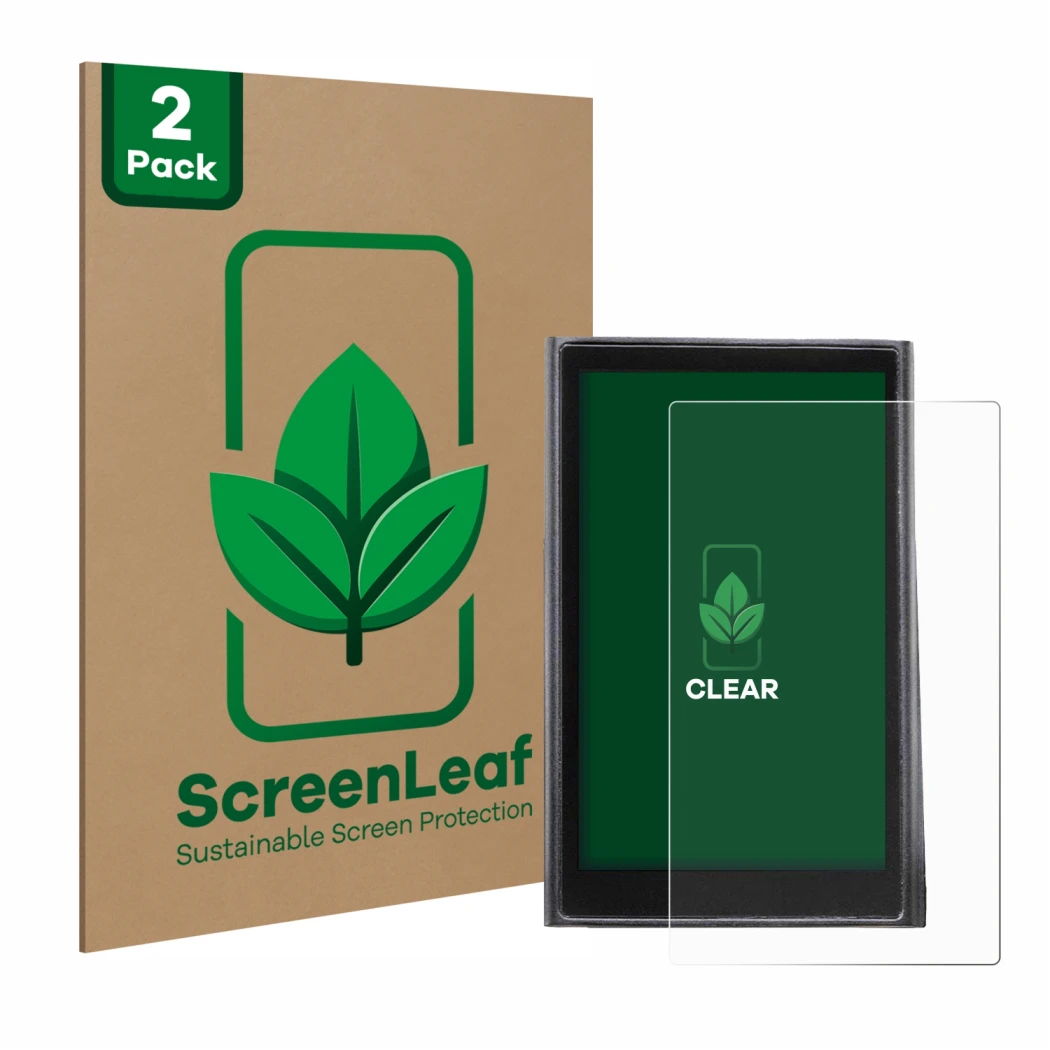 Face avant d’un emballage produit avec le logo de la marque ScreenLeaf. À côté, l’appareil Vmax VX4 est représenté avec la pro