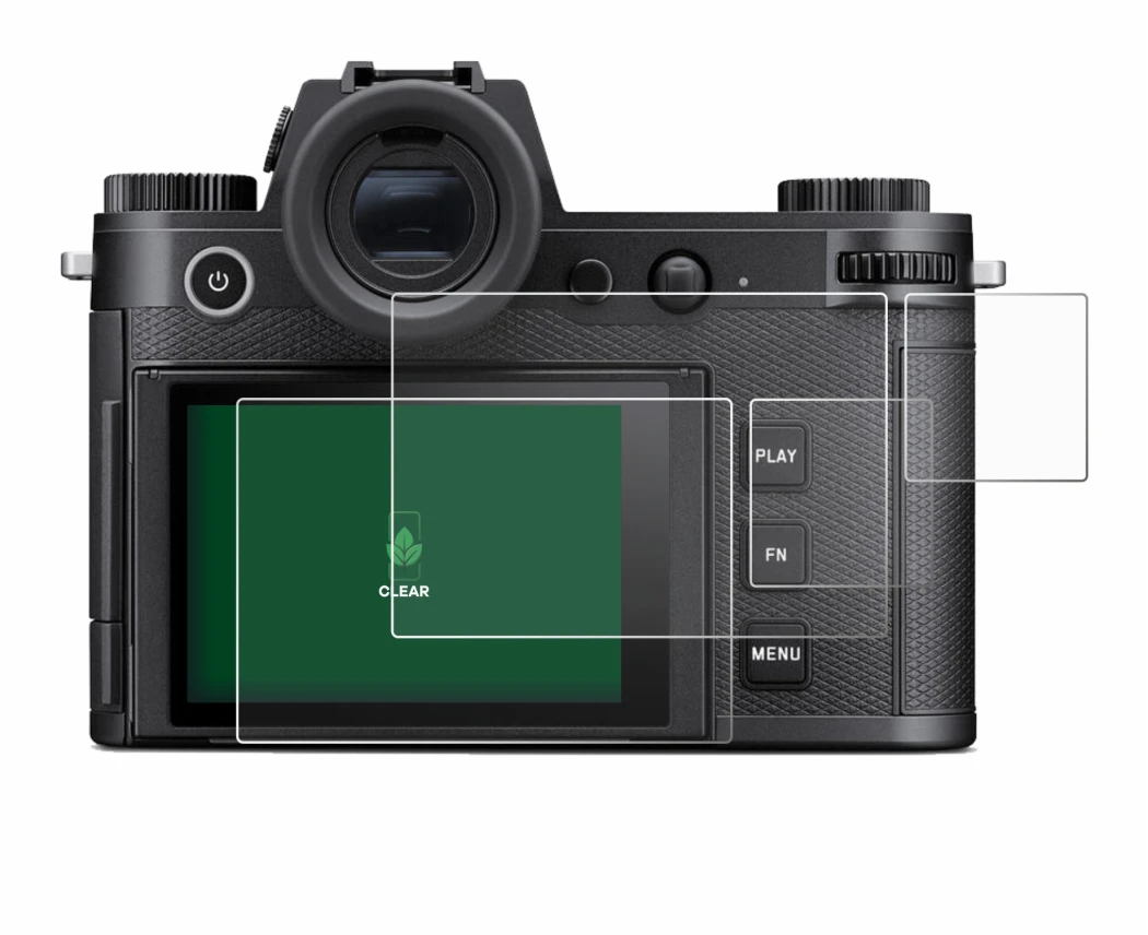 Image de l'appareil Leica SL3 (Affichage + affichage des épaules) avec une grande variété de protections d'écran.