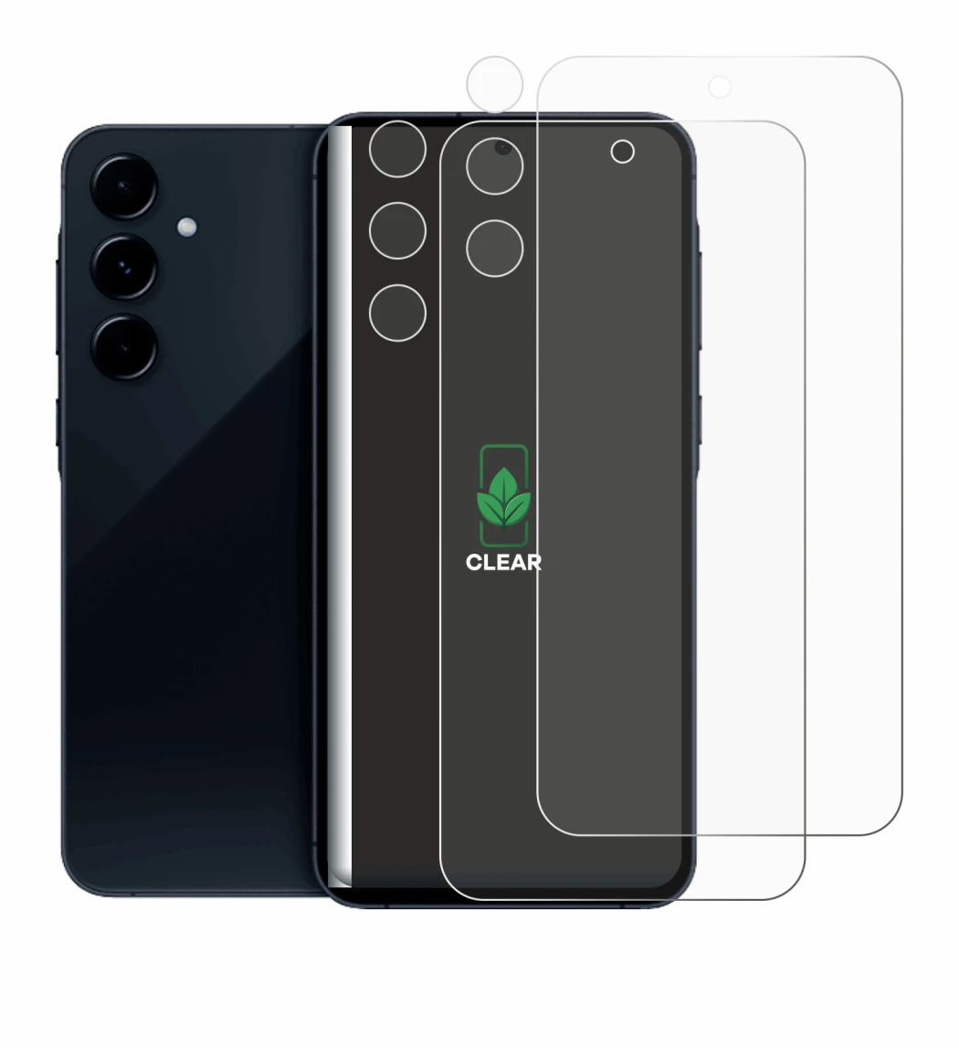 Image de l'appareil Samsung Galaxy A35 5G (Avant+Caméra) avec une grande variété de protections d'écran.
