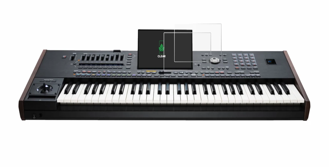 Image de l'appareil KORG Pa5X avec une grande variété de protections d'écran.
