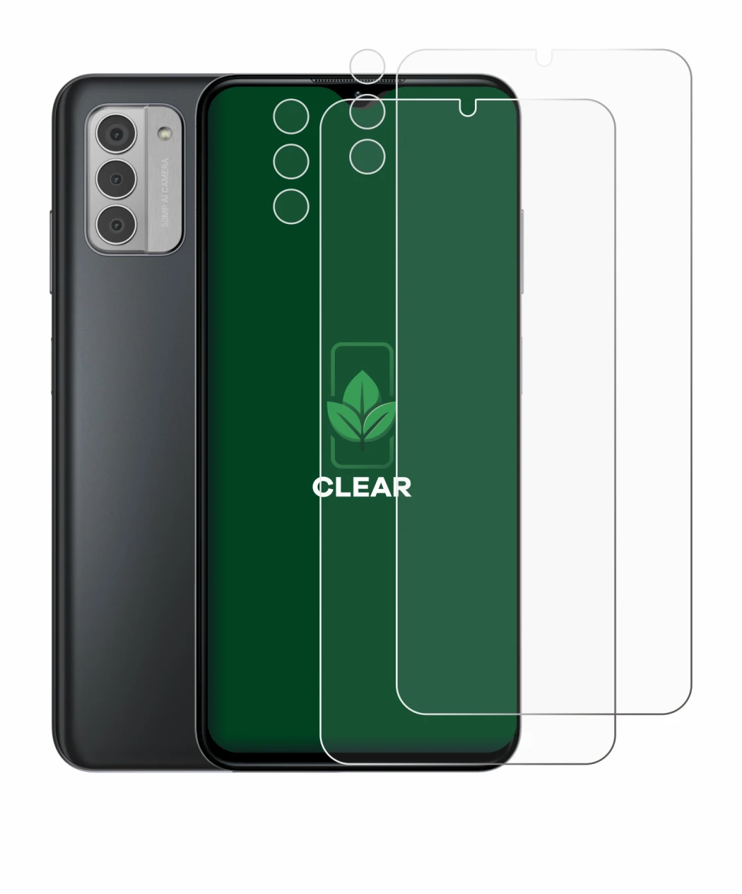 Image de l'appareil Nokia G42 5G (Avant+Caméra) avec une grande variété de protections d'écran.