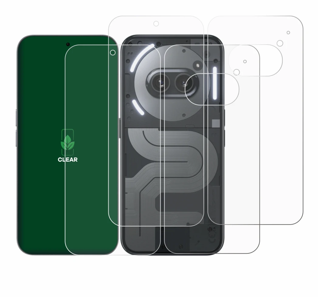 Image de l'appareil Nothing Phone (2a) Plus (Avant+Arrière) avec une grande variété de protections d'écran.