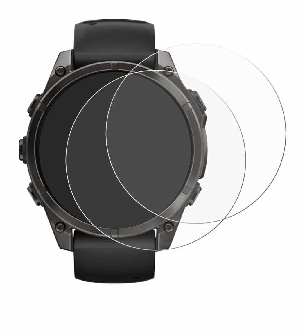 Image de l'appareil Garmin Fenix 8 AMOLED (47 mm) avec une grande variété de protections d'écran.