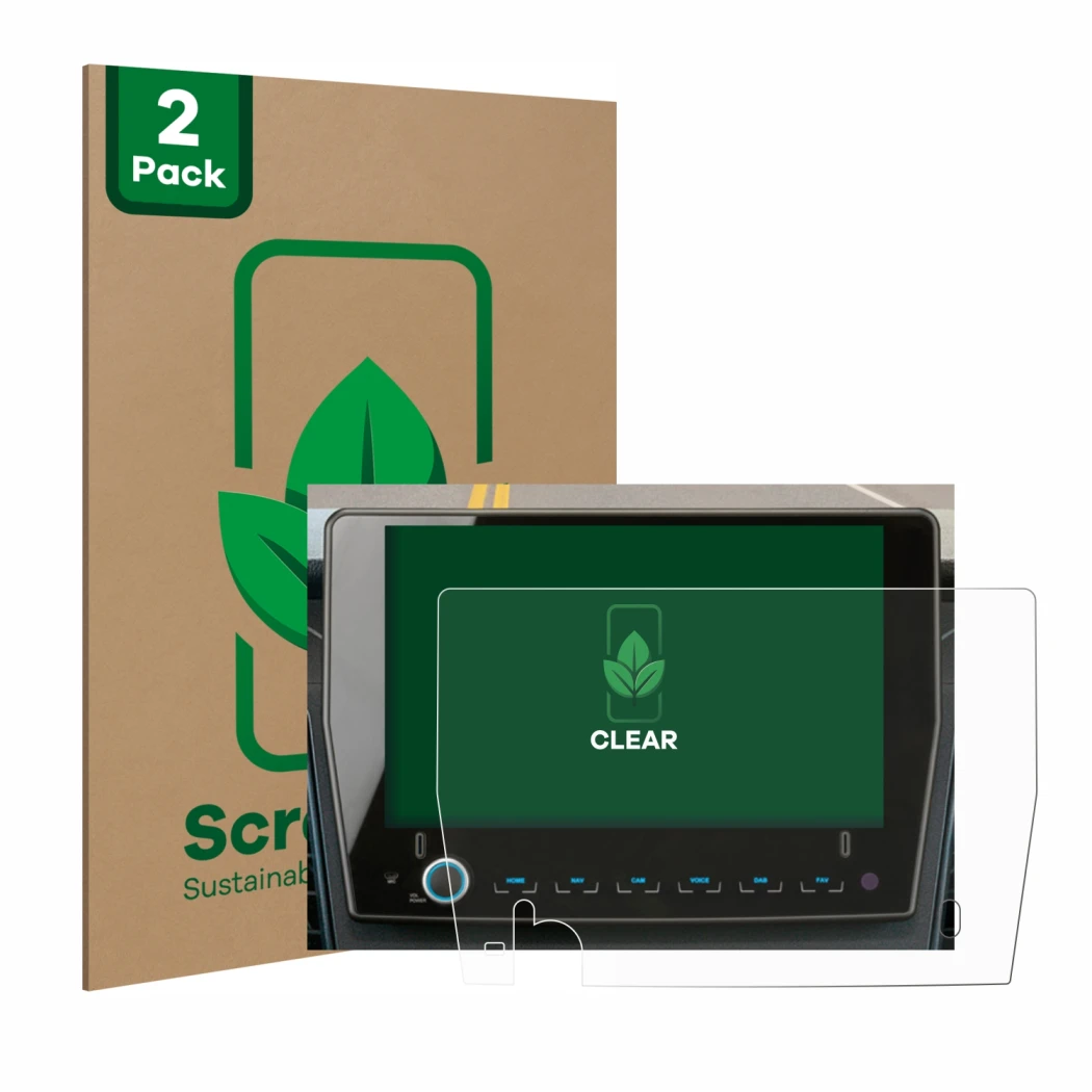 Face avant d’un emballage produit avec le logo de la marque ScreenLeaf. À côté, l’appareil Xzent F-285 est représenté avec la 