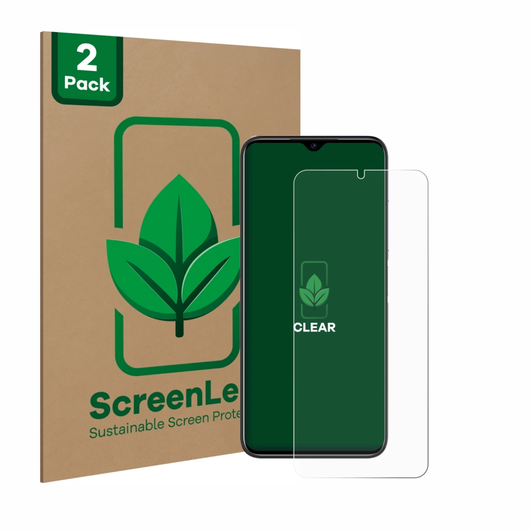 Face avant d’un emballage produit avec le logo de la marque ScreenLeaf. À côté, l’appareil Doogee N50 Pro est représenté avec 