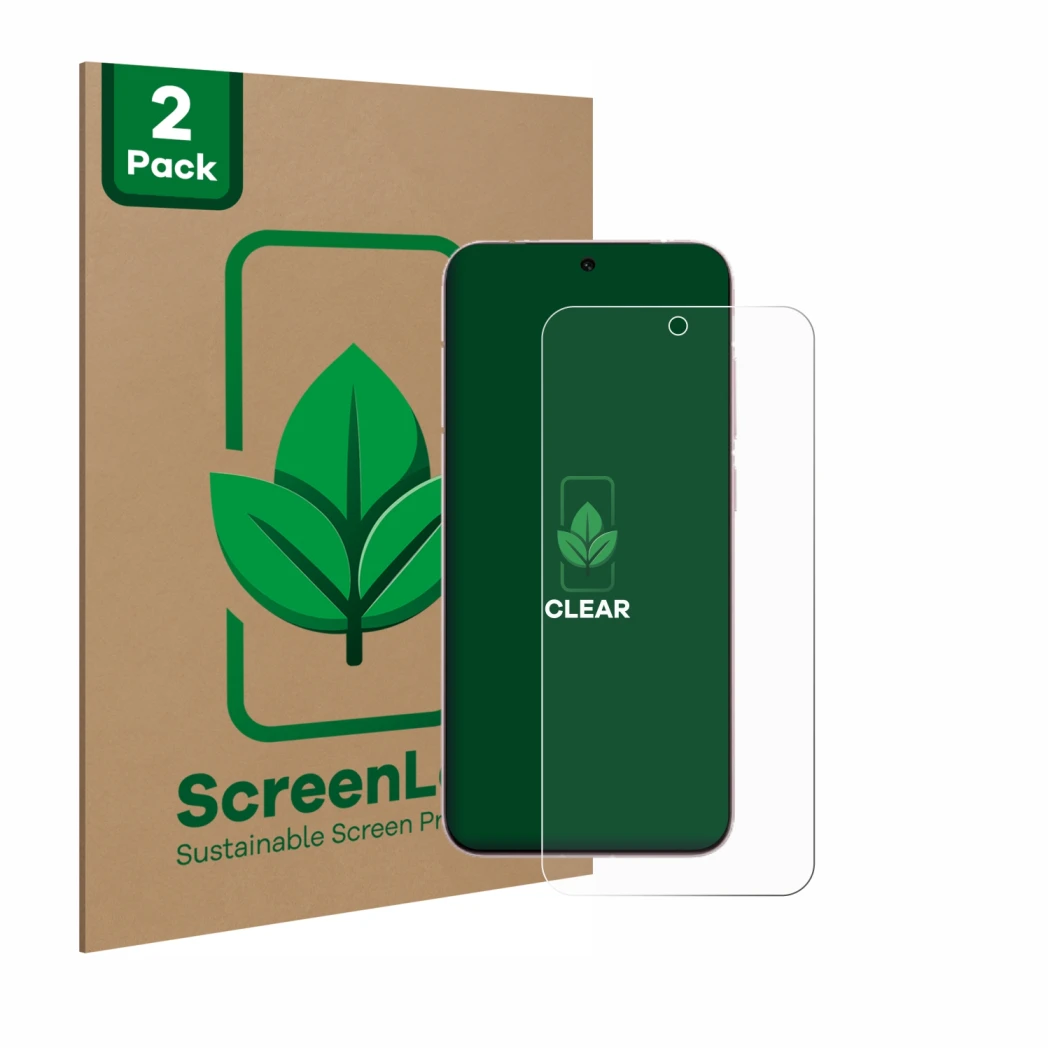 Face avant d’un emballage produit avec le logo de la marque ScreenLeaf. À côté, l’appareil Vivo X200 Pro mini est représenté a