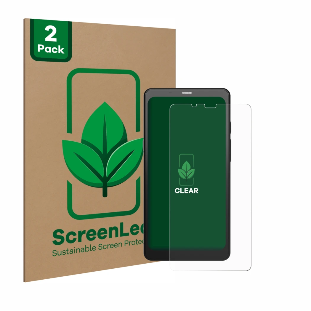 Face avant d’un emballage produit avec le logo de la marque ScreenLeaf. À côté, l’appareil Boox Palma 2 est représenté avec la