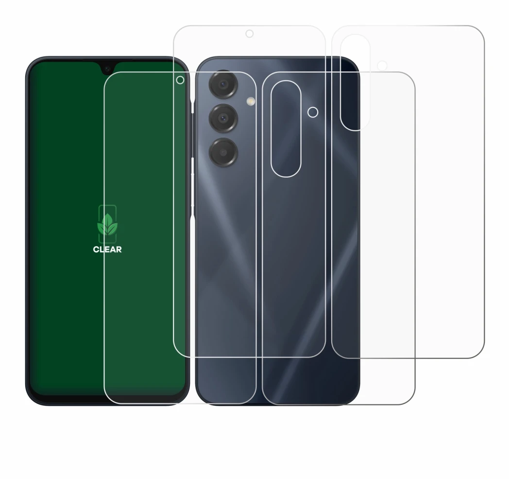 Image de l'appareil Samsung Galaxy A16 4G (Avant+Arrière) avec une grande variété de protections d'écran.