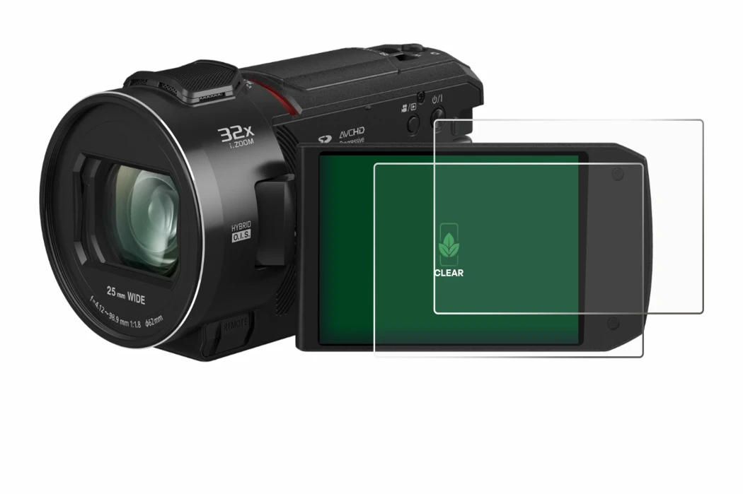 Image de l'appareil Panasonic HC-VX3 avec une grande variété de protections d'écran.