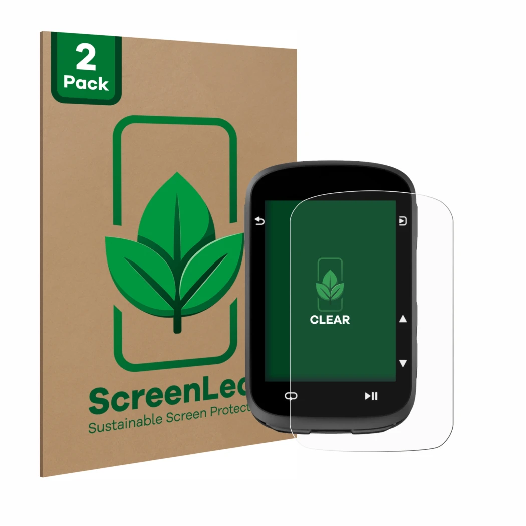 Face avant d’un emballage produit avec le logo de la marque ScreenLeaf. À côté, l’appareil CooSpo CS500 est représenté avec la