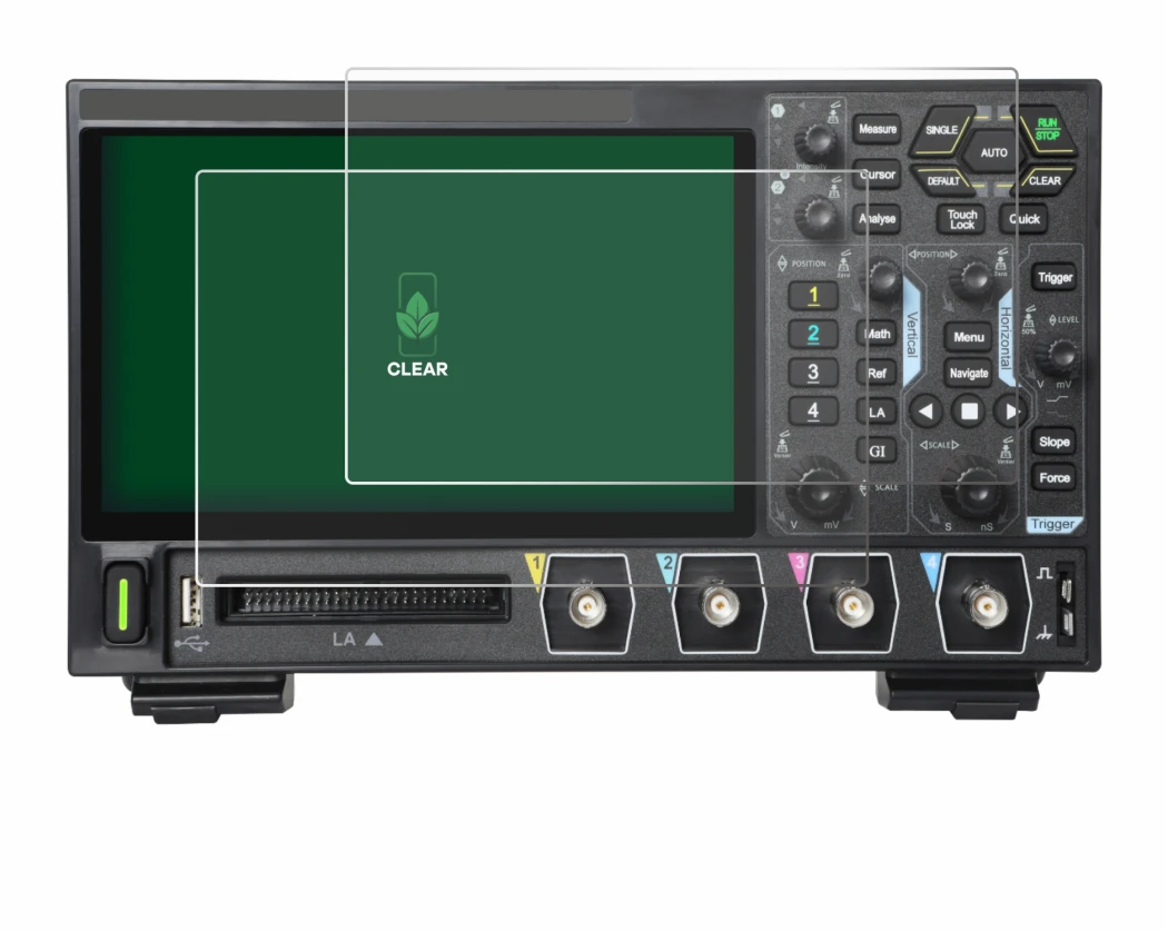 Image de l'appareil Rigol DHO914 avec une grande variété de protections d'écran.