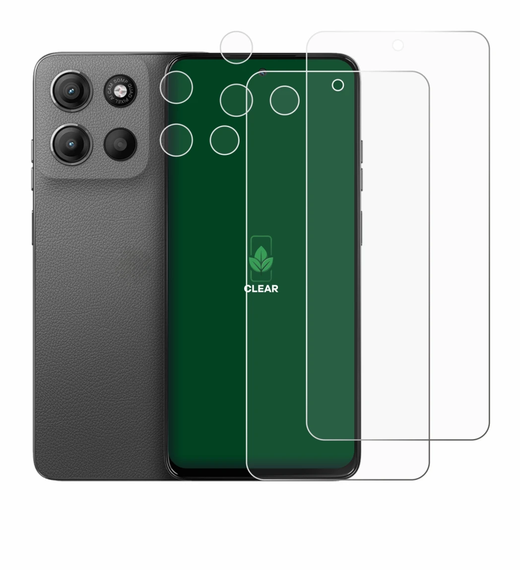Image de l'appareil Motorola Moto G15 (Avant+Caméra) avec une grande variété de protections d'écran.