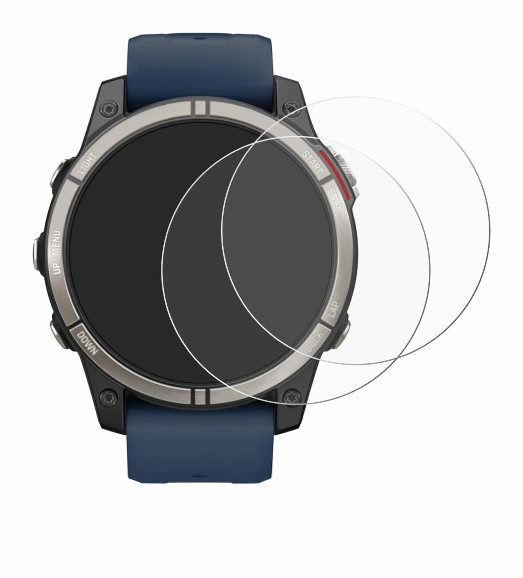 Image de l'appareil Garmin quatix 7 Pro avec une grande variété de protections d'écran.