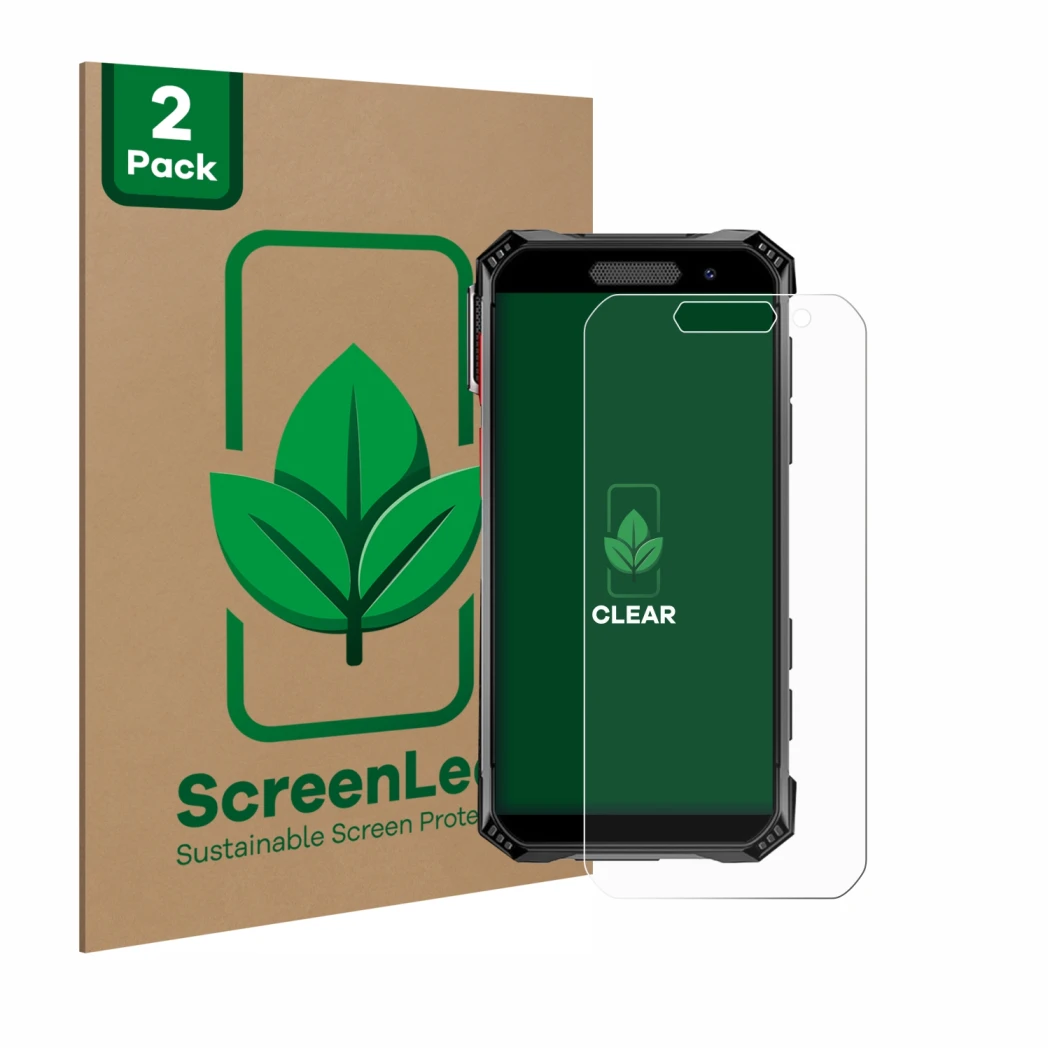 Face avant d’un emballage produit avec le logo de la marque ScreenLeaf. À côté, l’appareil Soyes S10 Max est représenté avec l