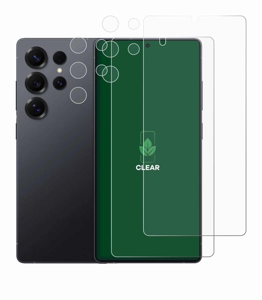 Image de l'appareil Samsung Galaxy S25 Ultra Enterprise Edition (Avant+Caméra) avec une grande variété de protections d'écran.