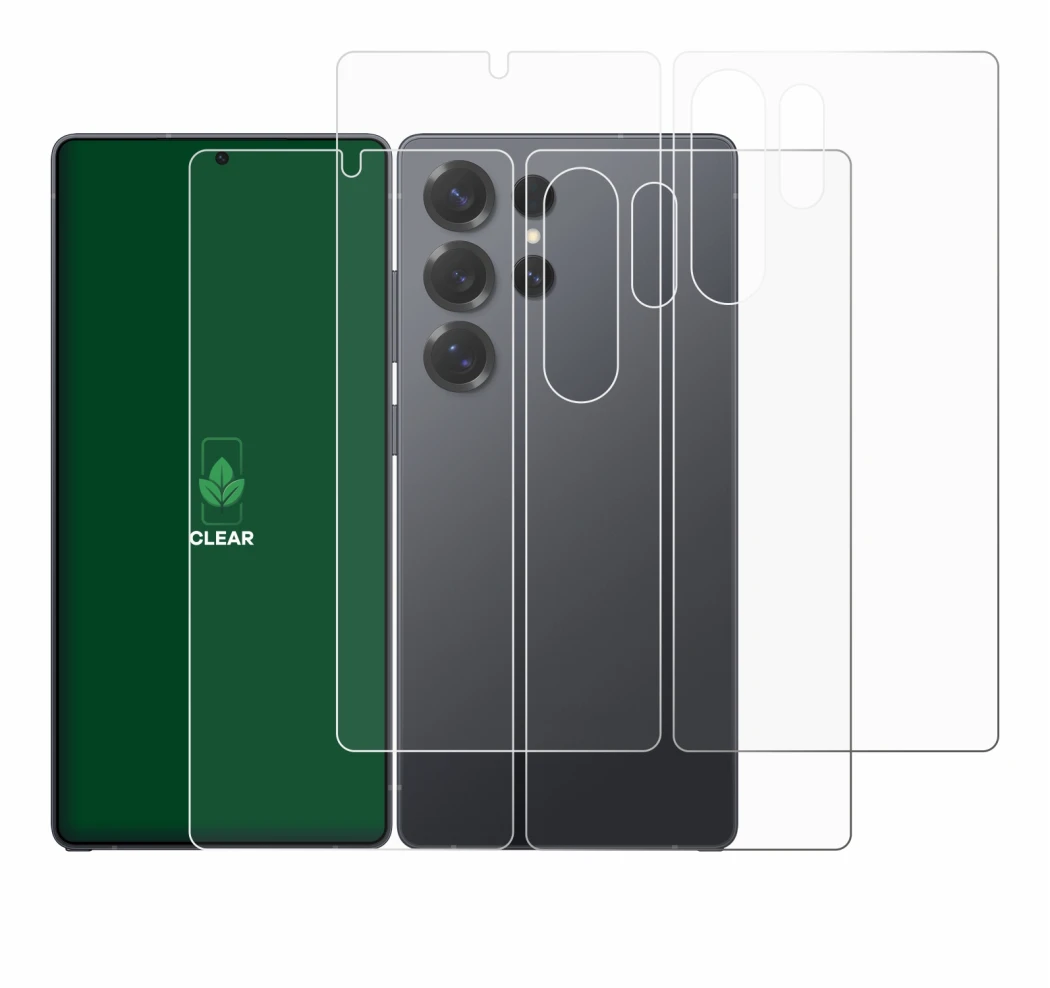 Image de l'appareil Samsung Galaxy S25 Ultra Enterprise Edition (Avant+Arrière) avec une grande variété de protections d'écran