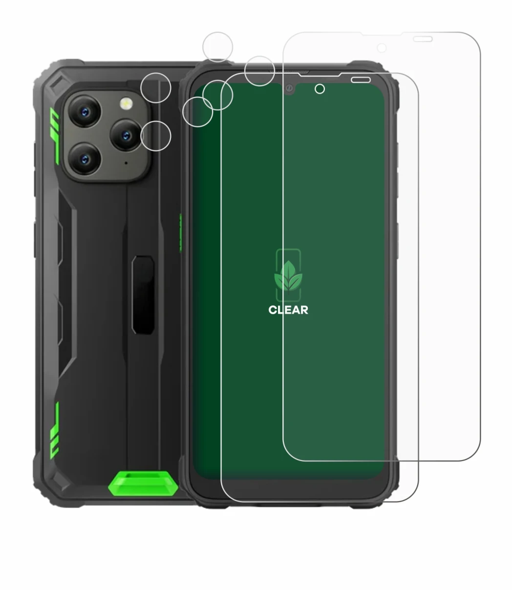 Image de l'appareil Blackview BV5300 Plus (Avant+Caméra) avec une grande variété de protections d'écran.