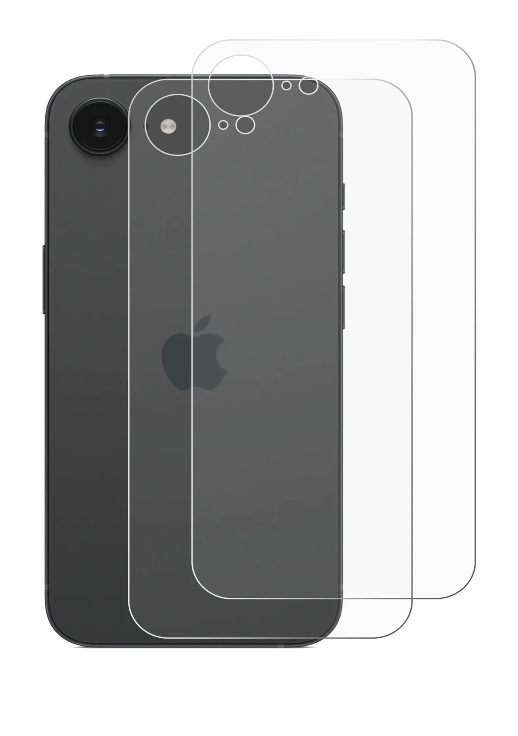 Image de l'appareil Apple iPhone 16e (Arrière) avec une grande variété de protections d'écran.
