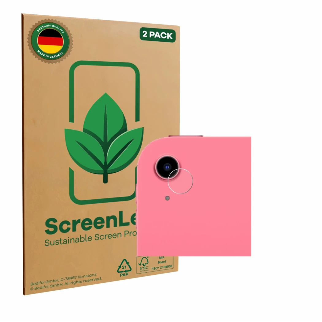 Face avant d’un emballage produit avec le logo de la marque ScreenLeaf. À côté, l’appareil Apple iPad A16 11
