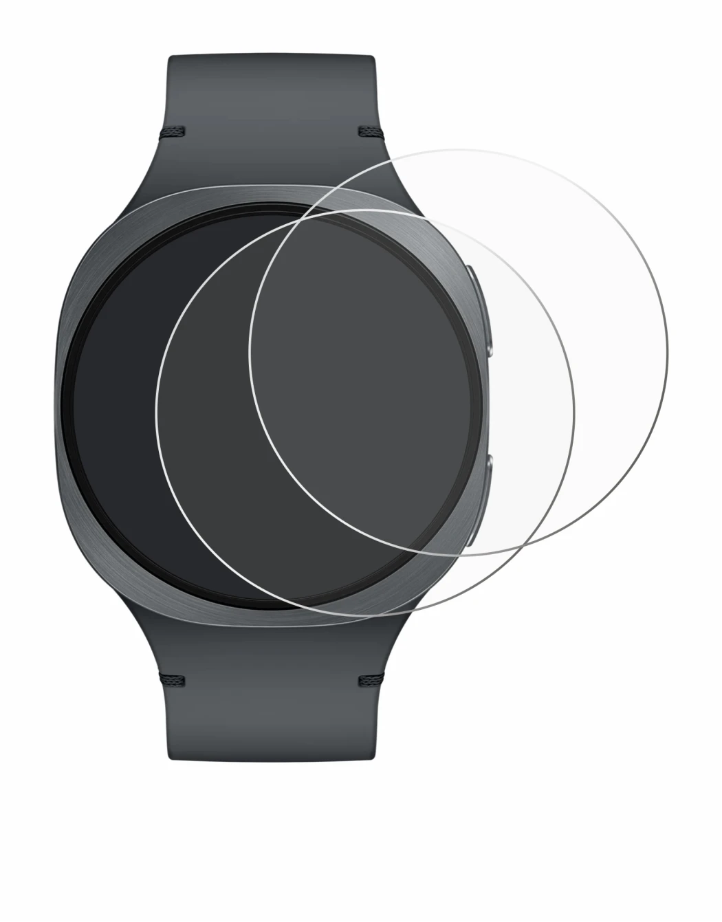 Image de l'appareil Samsung Galaxy Watch 8 (40 mm) avec une grande variété de protections d'écran.