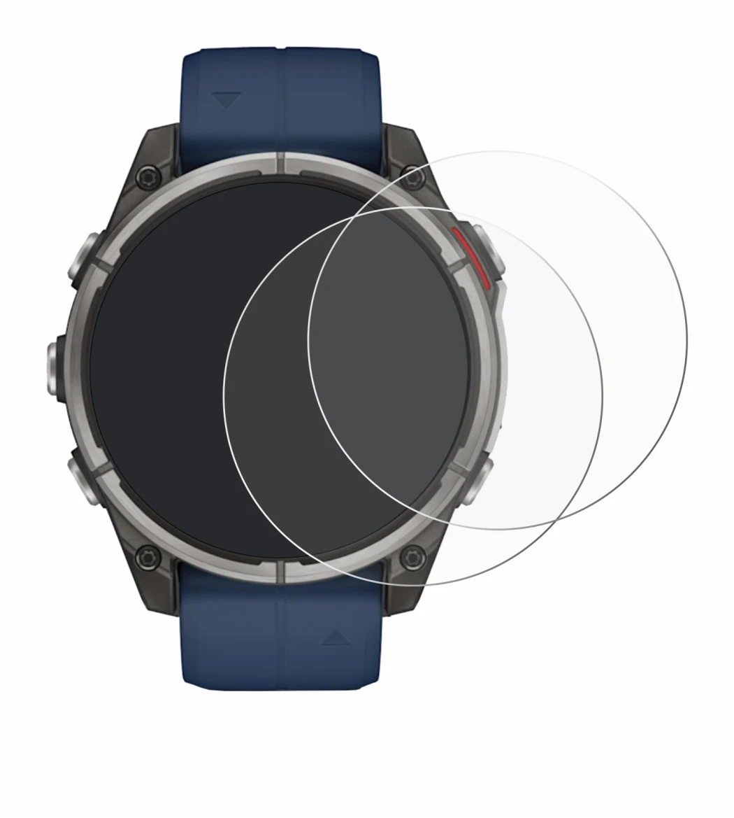 Image de l'appareil Garmin quatix 8 (47 mm) avec une grande variété de protections d'écran.
