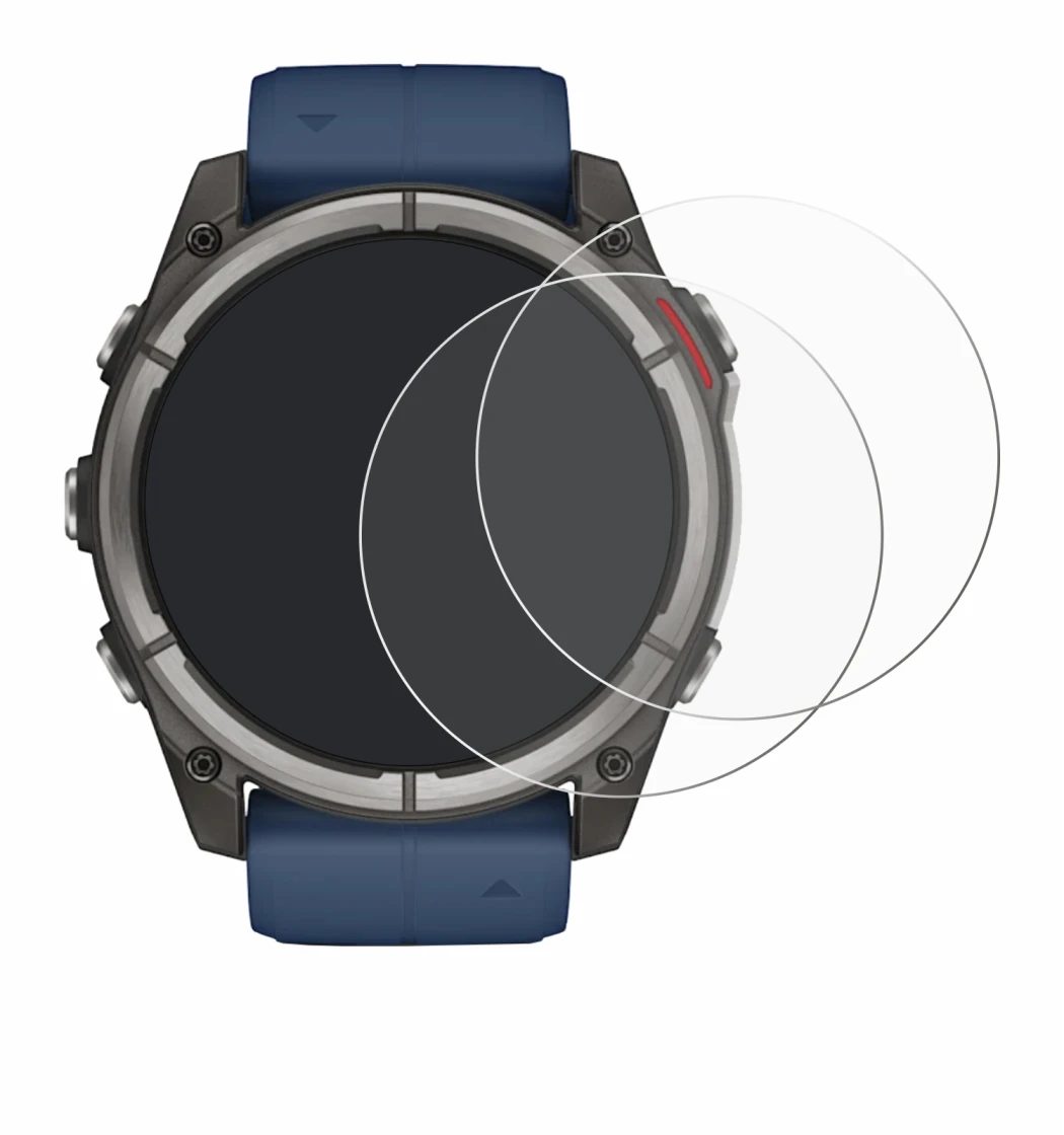 Image de l'appareil Garmin quatix 8 (51 mm) avec une grande variété de protections d'écran.