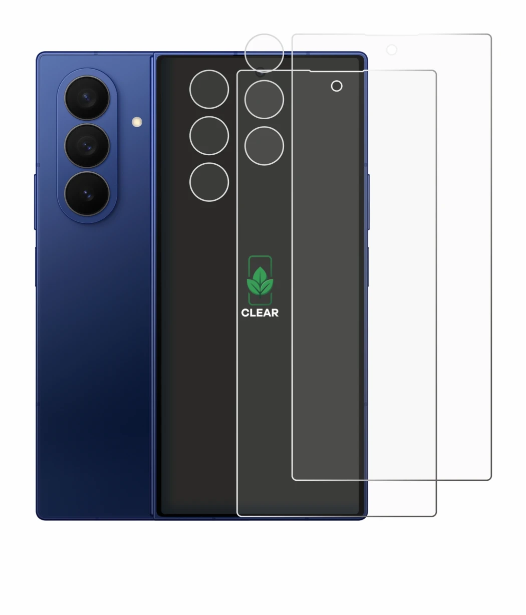 Image de l'appareil Samsung Galaxy Z Fold 7 (Avant+Caméra) avec une grande variété de protections d'écran.