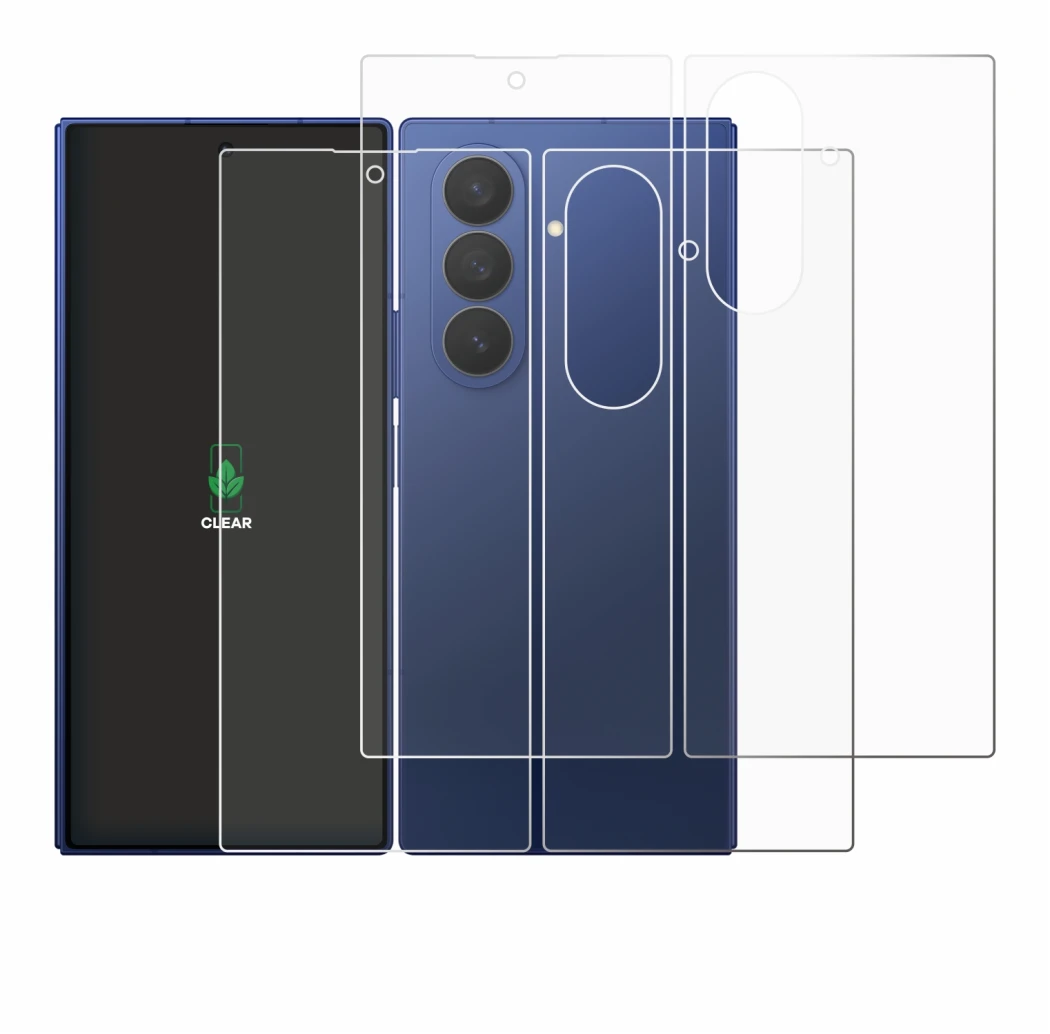 Image de l'appareil Samsung Galaxy Z Fold 7 (Avant+Arrière) avec une grande variété de protections d'écran.