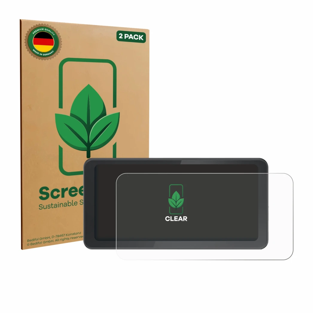 Face avant d’un emballage produit avec le logo de la marque ScreenLeaf. À côté, l’appareil Spedal CL871 6.25