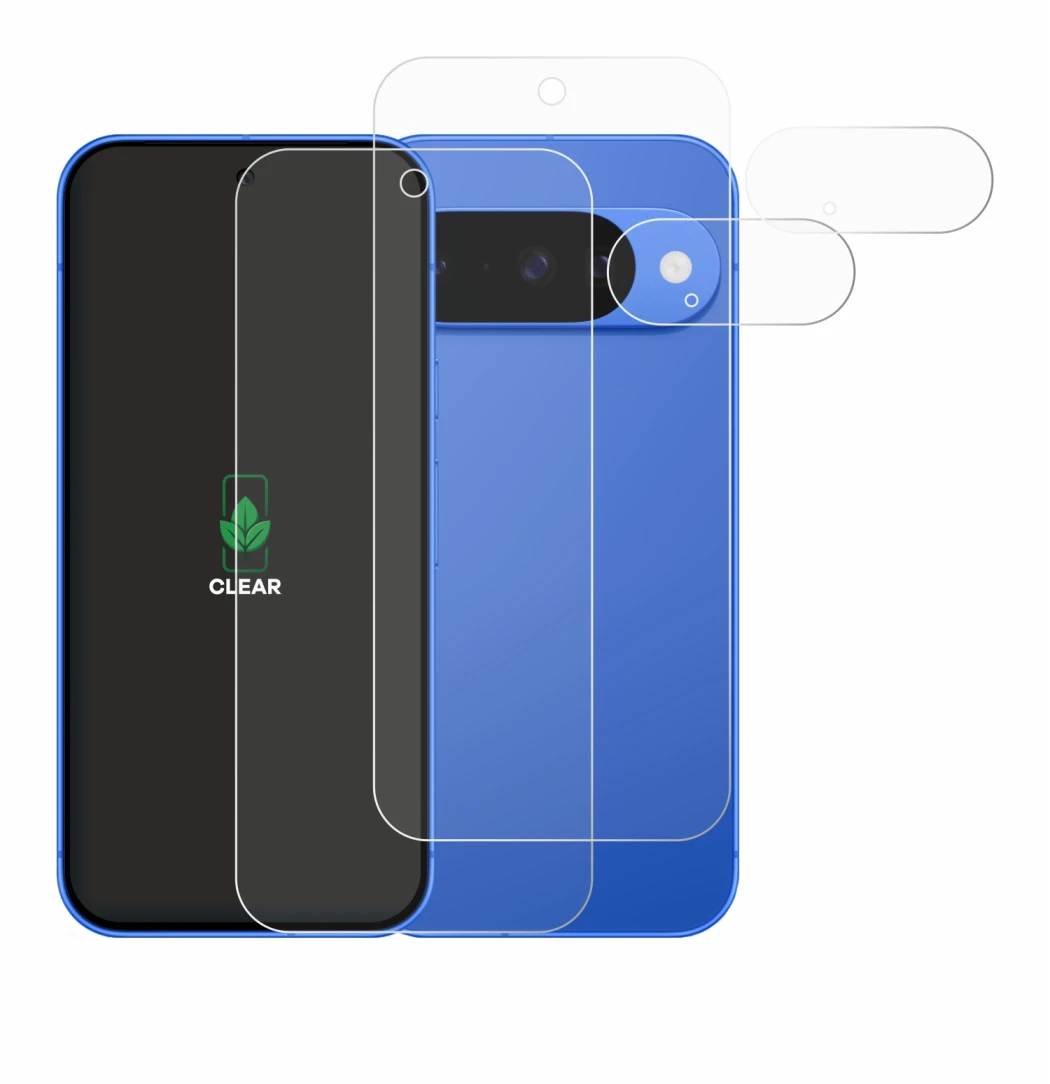 Image de l'appareil Google Pixel 10 (Avant+Caméra) avec une grande variété de protections d'écran.
