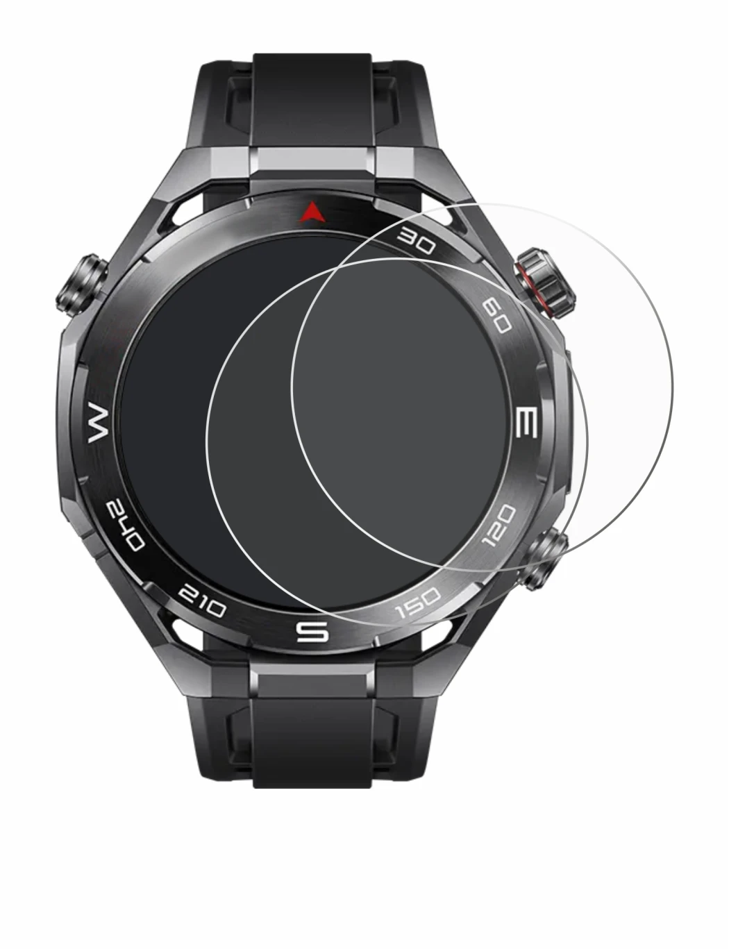 Image de l'appareil Huawei Watch Ultimate 2 Black avec une grande variété de protections d'écran.