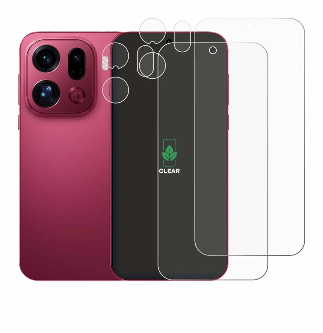 Image de l'appareil Oppo Find X9 Pro (Avant+Caméra) avec une grande variété de protections d'écran.