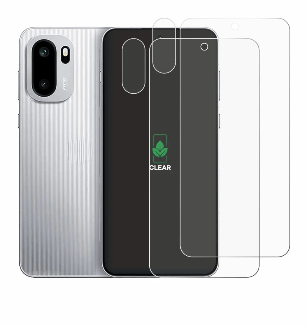 Image de l'appareil OnePlus 15R (Avant+Caméra) avec une grande variété de protections d'écran.