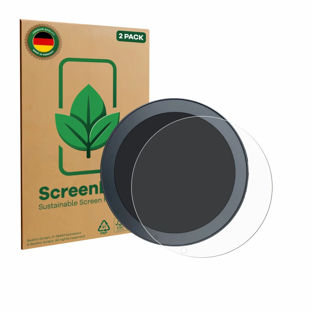 Face avant d’un emballage produit avec le logo de la marque ScreenLeaf. À côté, l’appareil QJ Motor SRV 600 est représenté ave