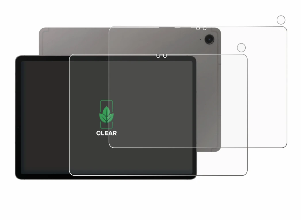 Image de l'appareil Samsung Galaxy Tab S9 FE (Avant+Caméra) avec une grande variété de protections d'écran.