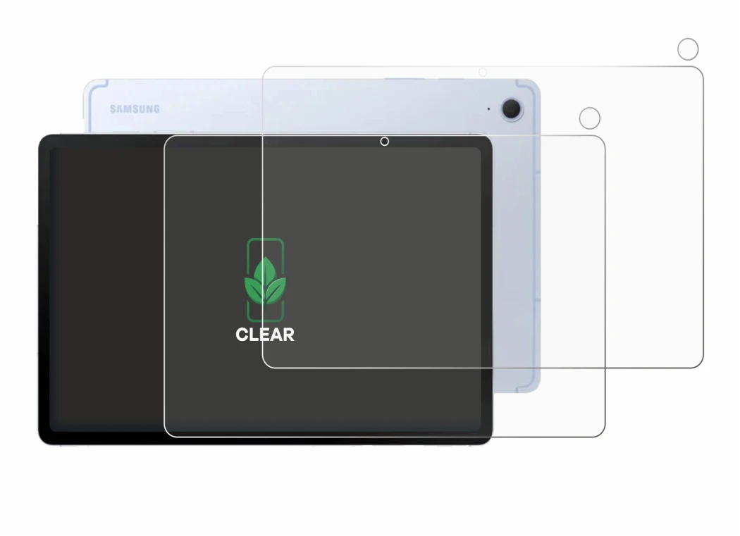 Image de l'appareil Samsung Galaxy Tab S10 FE (Avant+Caméra) avec une grande variété de protections d'écran.