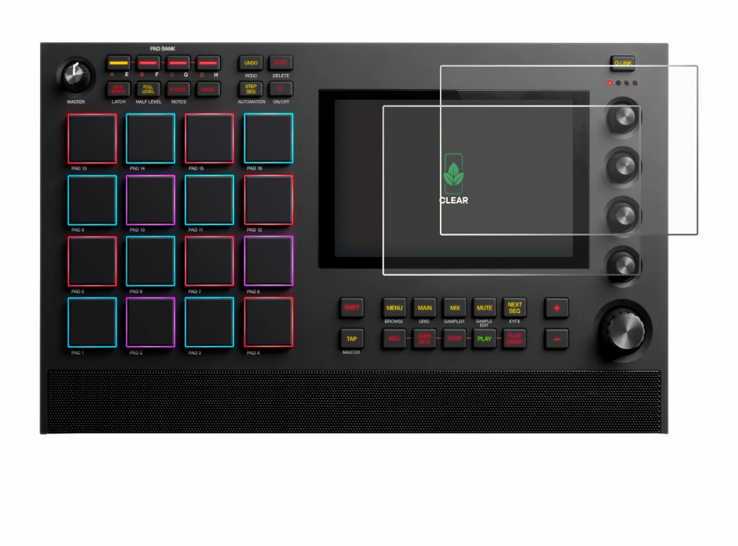 Image de l'appareil Akai MPC Live III avec une grande variété de protections d'écran.