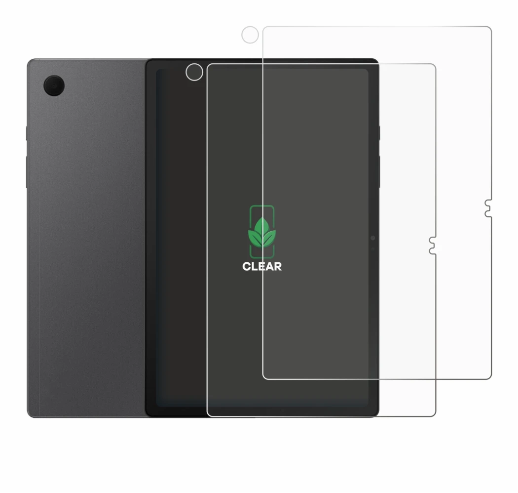 Image de l'appareil Samsung Galaxy Tab A8 (Avant+Caméra) avec une grande variété de protections d'écran.