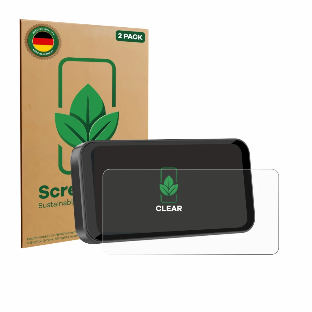 Face avant d’un emballage produit avec le logo de la marque ScreenLeaf. À côté, l’appareil Carpuride W603B 6.3