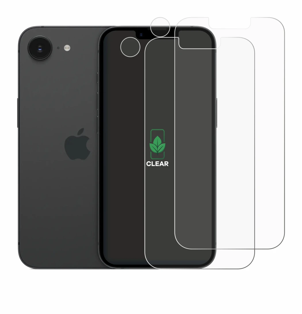 Image de l'appareil Apple iPhone 17e (Avant+Caméra) avec une grande variété de protections d'écran.