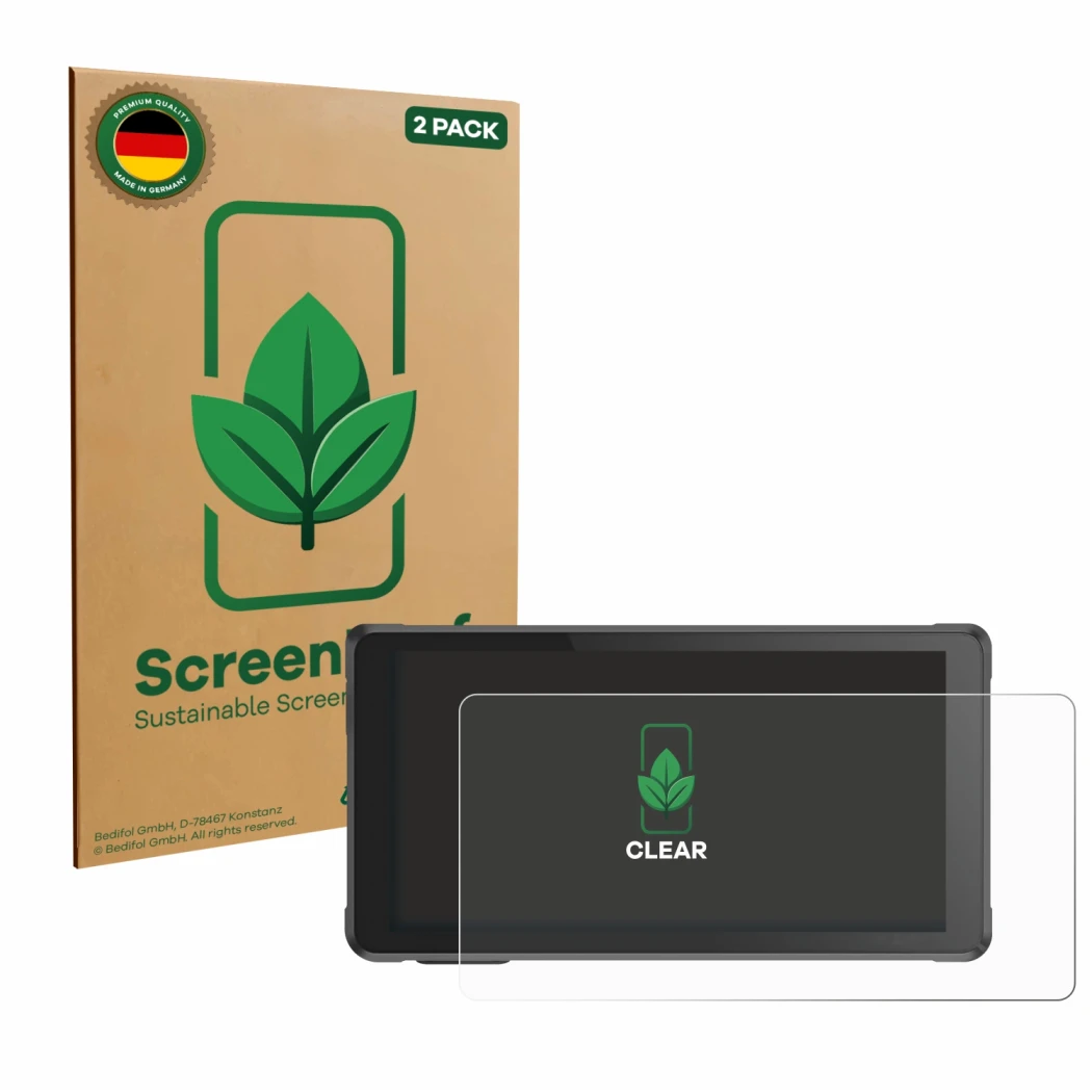 Face avant d’un emballage produit avec le logo de la marque ScreenLeaf. À côté, l’appareil Interphone RideSync est représenté 