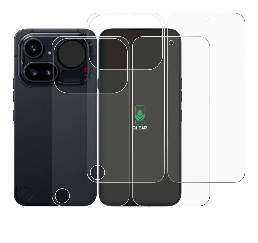Image de l'appareil Nothing Phone (4a) Pro (Avant+Arrière) avec une grande variété de protections d'écran.